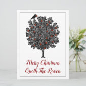 Vrolijk kerstfeest Quoth The Raven Feestdagenkaart (Staand voorkant)