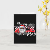 Vrolijk Kerstfeest Race Auto Xmas Racing Santa Cla Kaart (Gele Bloem)