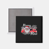 Vrolijk Kerstfeest Race Auto Xmas Racing Santa Cla Magneet (Voorkant / Achterkant)