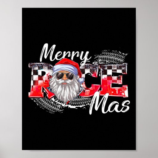 Vrolijk Kerstfeest Race Auto Xmas Racing Santa Cla Poster (Voorkant)