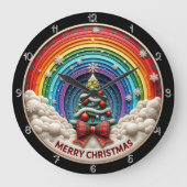Vrolijk Kerstfeest Rainbow Art Grote Klok (Voorkant)