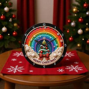 Vrolijk Kerstfeest Rainbow Art Grote Klok