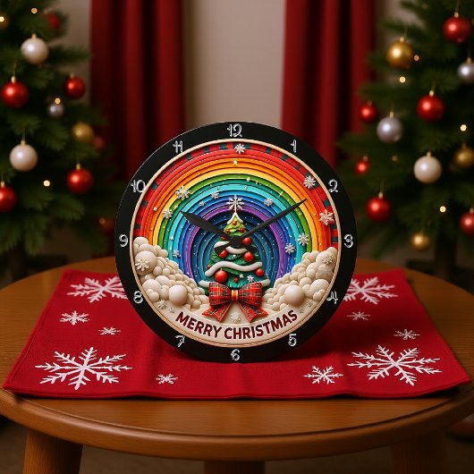 Vrolijk Kerstfeest Rainbow Art Grote Klok