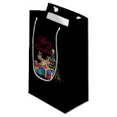 Vrolijk kerstfeest Raindeer Klein Cadeauzakje (Voorkant Gekanteld)