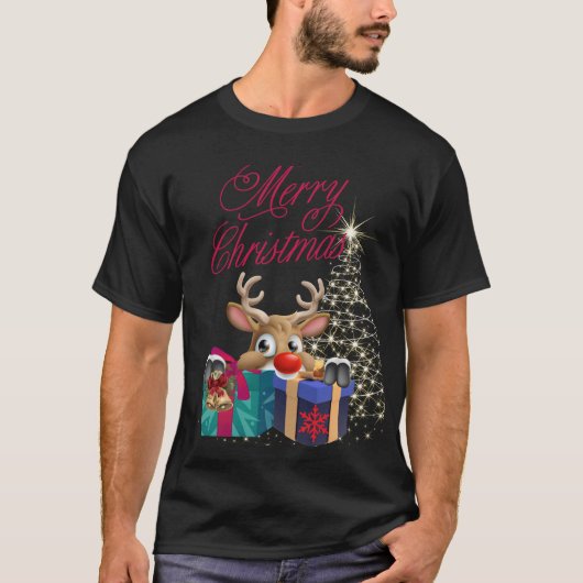 Vrolijk kerstfeest Raindeer T-shirt (Voorkant)