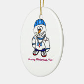 Vrolijk kerstfeest, Rapper Snowman Keramisch Ornament (Links)