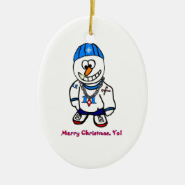 Vrolijk kerstfeest, Rapper Snowman Keramisch Ornament