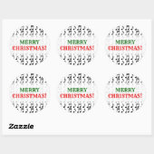 "Vrolijk kerstfeest!" + Raster met muzieknoten Ronde Sticker (Vel)