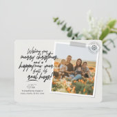 Vrolijk kerstfeest Real Script Hugs Post Covid Pho Feestdagenkaart (Staand voorkant)