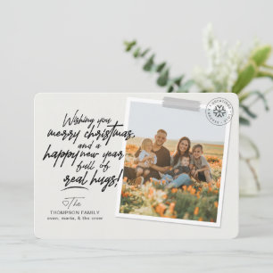 Vrolijk kerstfeest Real Script Hugs Post Covid Pho Feestdagenkaart