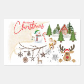 Vrolijk kerstfeest rechthoekige sticker (Voorkant)