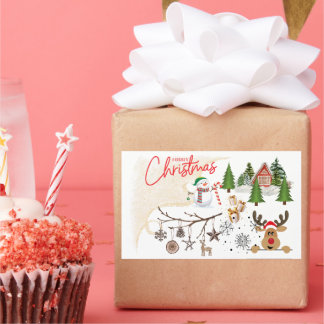 Vrolijk kerstfeest rechthoekige sticker
