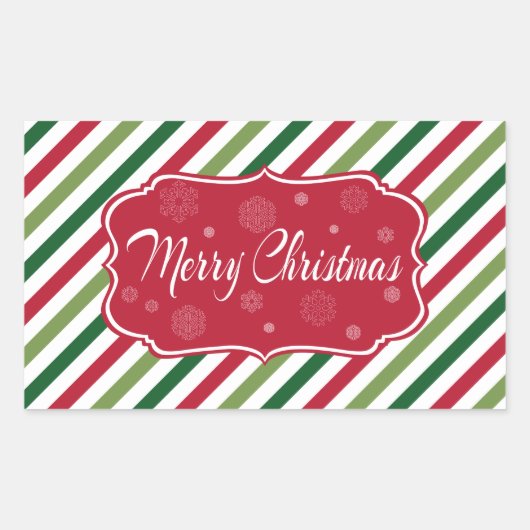 Vrolijk kerstfeest rechthoekige sticker (Voorkant)