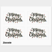 Vrolijk kerstfeest rechthoekige sticker (Vel)