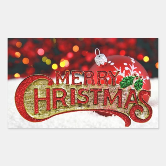 Vrolijk kerstfeest rechthoekige sticker (Voorkant)