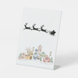 Vrolijk kerstfeest reclamebord met voetstuk