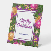 Vrolijk kerstfeest reclamebord met voetstuk (Voorkant)