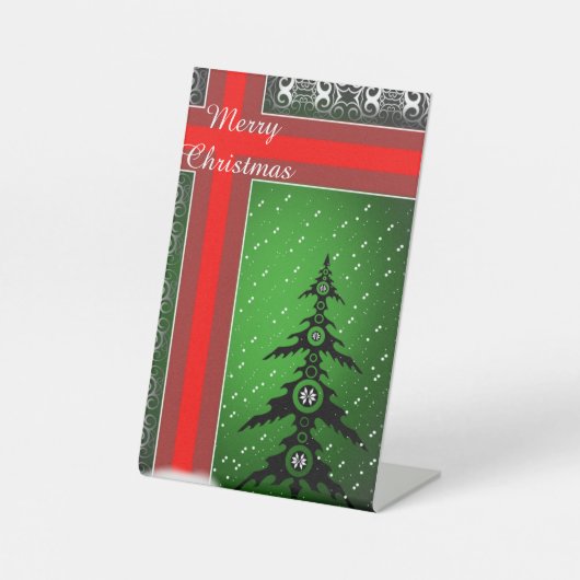 Vrolijk kerstfeest reclamebord met voetstuk (Voorkant)