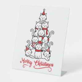 Vrolijk kerstfeest reclamebord met voetstuk