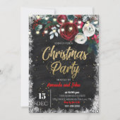 Vrolijk kerstfeest Red Floral Chalkboard Kaart (Voorkant)