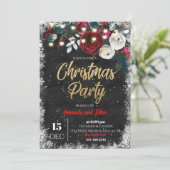 Vrolijk kerstfeest Red Floral Chalkboard Kaart (Staand voorkant)