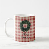 Vrolijk kerstfeest Red Gingham Pset Wreath Koffiemok (Links)