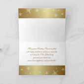 Vrolijk kerstfeest. Red Gold Baubles Feestdagen Kaart (Binnen)