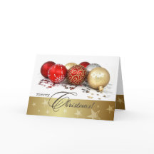 Vrolijk kerstfeest. Red Gold Baubles