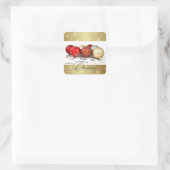 Vrolijk kerstfeest. Red Gold Baubles Vierkante Sticker (Tas)