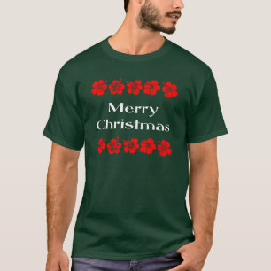 Vrolijk kerstfeest Red Hibiscus Hawaiian T-Shirt