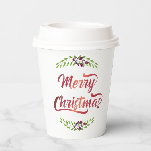 Vrolijk kerstfeest Red ID293 Papieren Bekers (Achterkant)