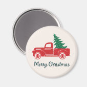 Vrolijk kerstfeest |  Red Pickup Truck Magneet (Voorkant / Achterkant)