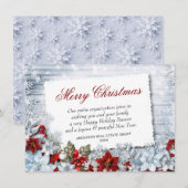 Vrolijk kerstfeest Red Poinsettia Rustic Feestdagenkaart (Voorkant / Achterkant)