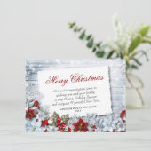Vrolijk kerstfeest Red Poinsettia Rustic Feestdagenkaart (Staand voorkant)