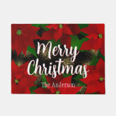 Vrolijk kerstfeest Red Poinsettias Deurmat (Voorkant)