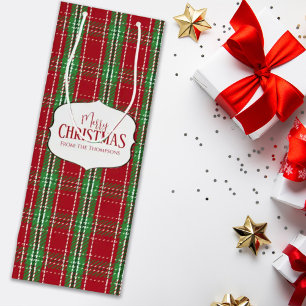Vrolijk kerstfeest Red Rustic Farmhouse Holiday Ps Wijn Cadeautas