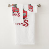 Vrolijk kerstfeest  Red Santa Truck Bad Handdoek (Insitu)