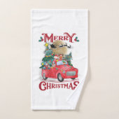 Vrolijk kerstfeest  Red Santa Truck Bad Handdoek (Handdoek)