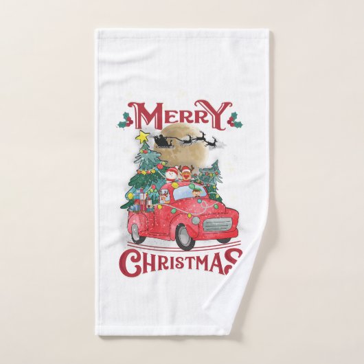 Vrolijk kerstfeest  Red Santa Truck Bad Handdoek (Handdoek)