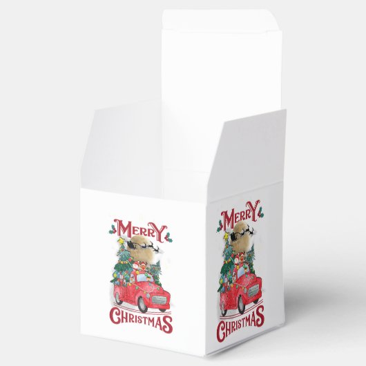 Vrolijk kerstfeest  Red Santa Truck Bedankdoosjes (Geopend)