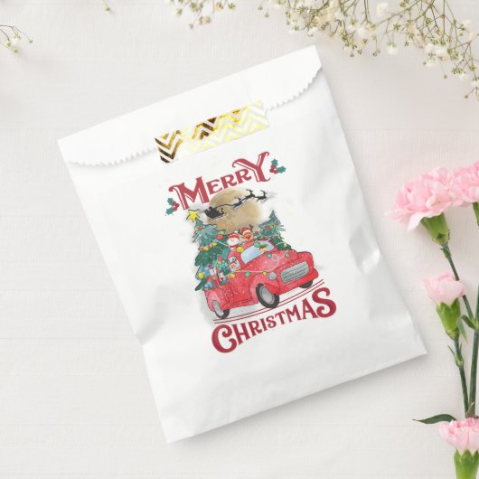 Vrolijk kerstfeest  Red Santa Truck Bedankzakje (Gezegeld)