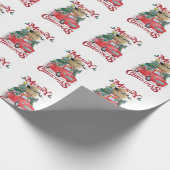 Vrolijk kerstfeest  Red Santa Truck Cadeaupapier (Hoek)