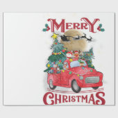 Vrolijk kerstfeest  Red Santa Truck Cadeaupapier (Vlak)