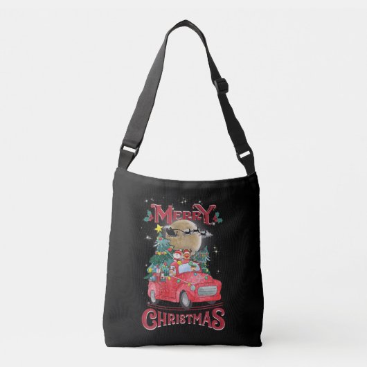 Vrolijk kerstfeest  Red Santa Truck Crossbody Tas (Voorkant)