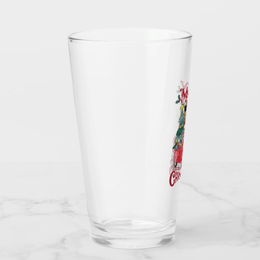 Vrolijk kerstfeest  Red Santa Truck Glas (Rechts)
