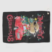 Vrolijk kerstfeest Red Santa Truck Golfhanddoek (Horizontaal)