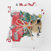 Vrolijk kerstfeest  Red Santa Truck Inpakpapier Vel (In situ)