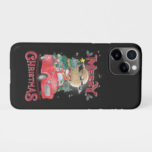 Vrolijk kerstfeest  Red Santa Truck iPhone Hoesje (Achterkant horizontaal)