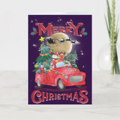 Vrolijk kerstfeest  Red Santa Truck Kaart (Voorkant)