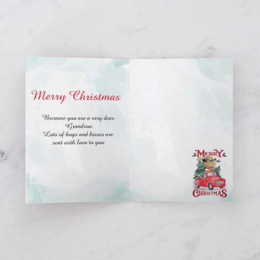 Vrolijk kerstfeest  Red Santa Truck Kaart (Binnen)